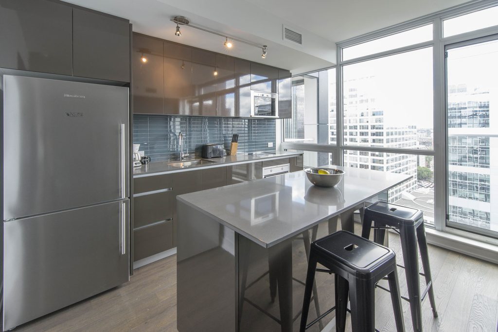 furnished apartment with kitchen